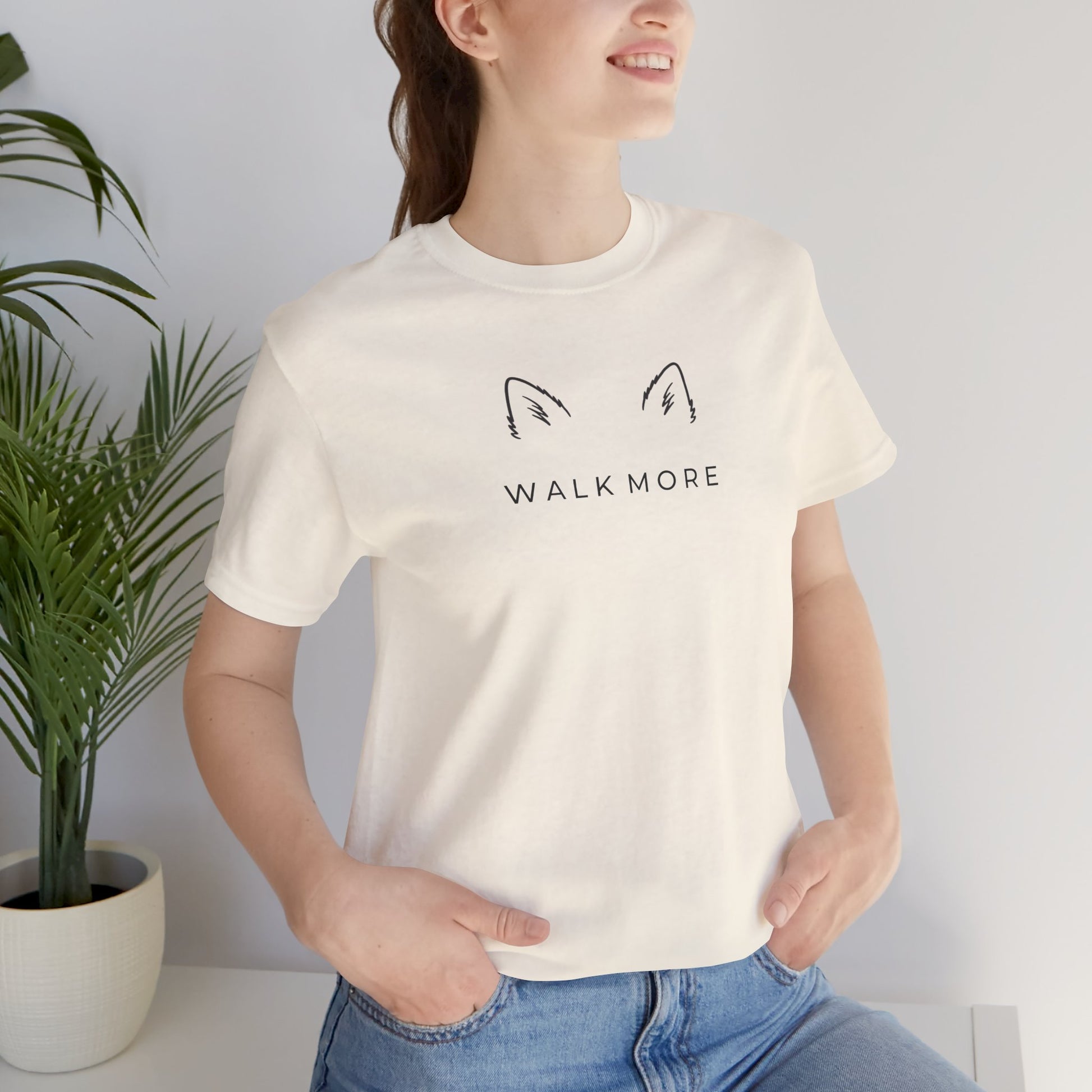 T-Shirt — 'Walk More' Minimal Dog Ears Graphic Tee