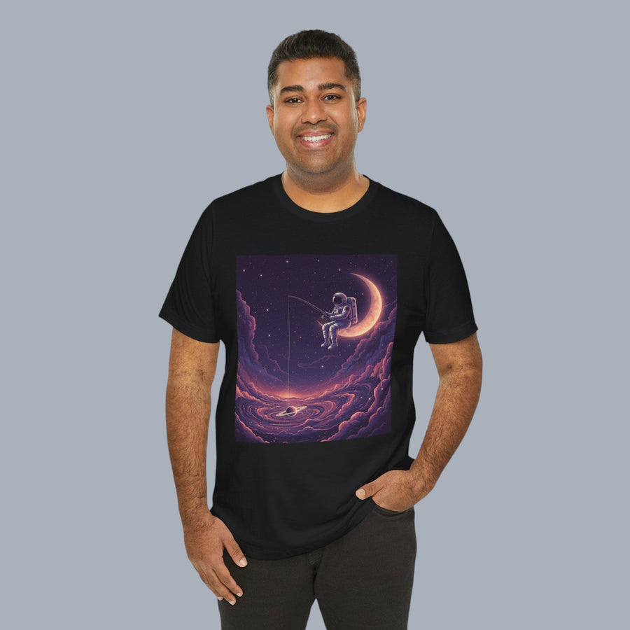 Astronaut Moon Fishing T‑Shirt — Dreamy Cosmic Scene Graphic Tee alternate view 8