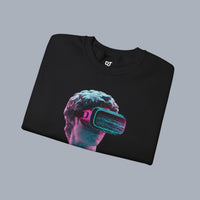 Retro Vaporwave Statue Crewneck Sweatshirt – VR Bust Graphic alternate view 13