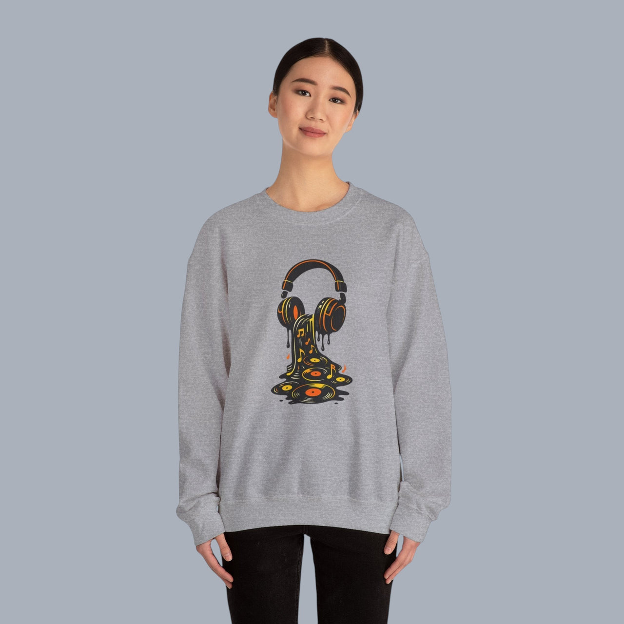 Music Lover Sweatshirt — Melting Headphones Vinyl DJ Crewneck