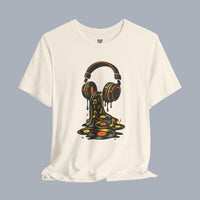 Melting Headphones Tee — Retro Vinyl Drip Music T-Shirt alternate view 4