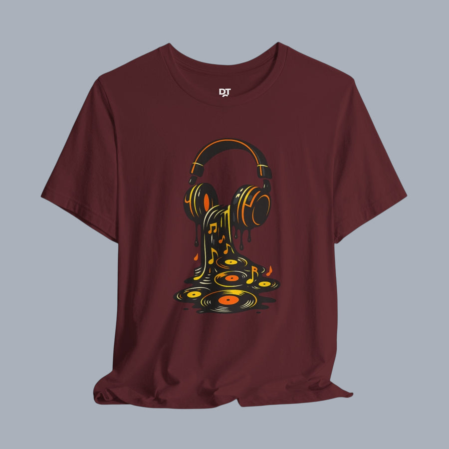 Melting Headphones Tee — Retro Vinyl Drip Music T-Shirt alternate view 5