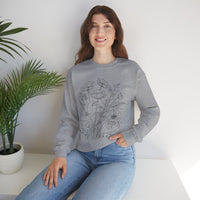 Floral Sketch Crewneck Sweatshirt — Delicate Wildflower Illustration