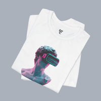 Retro Vaporwave Statue VR T‑Shirt — Neon Aesthetic Gaming Tee alternate view 10
