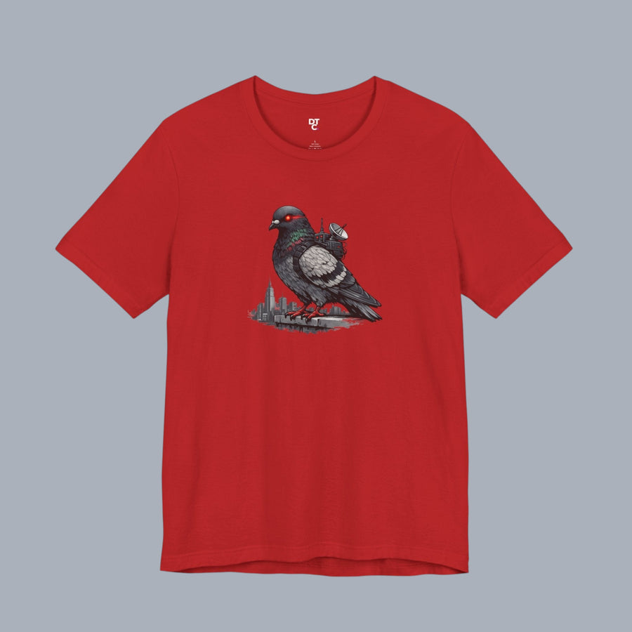 Surveillance Pigeon Cityscape Tee — Urban Bird Graphic T-Shirt alternate view 30