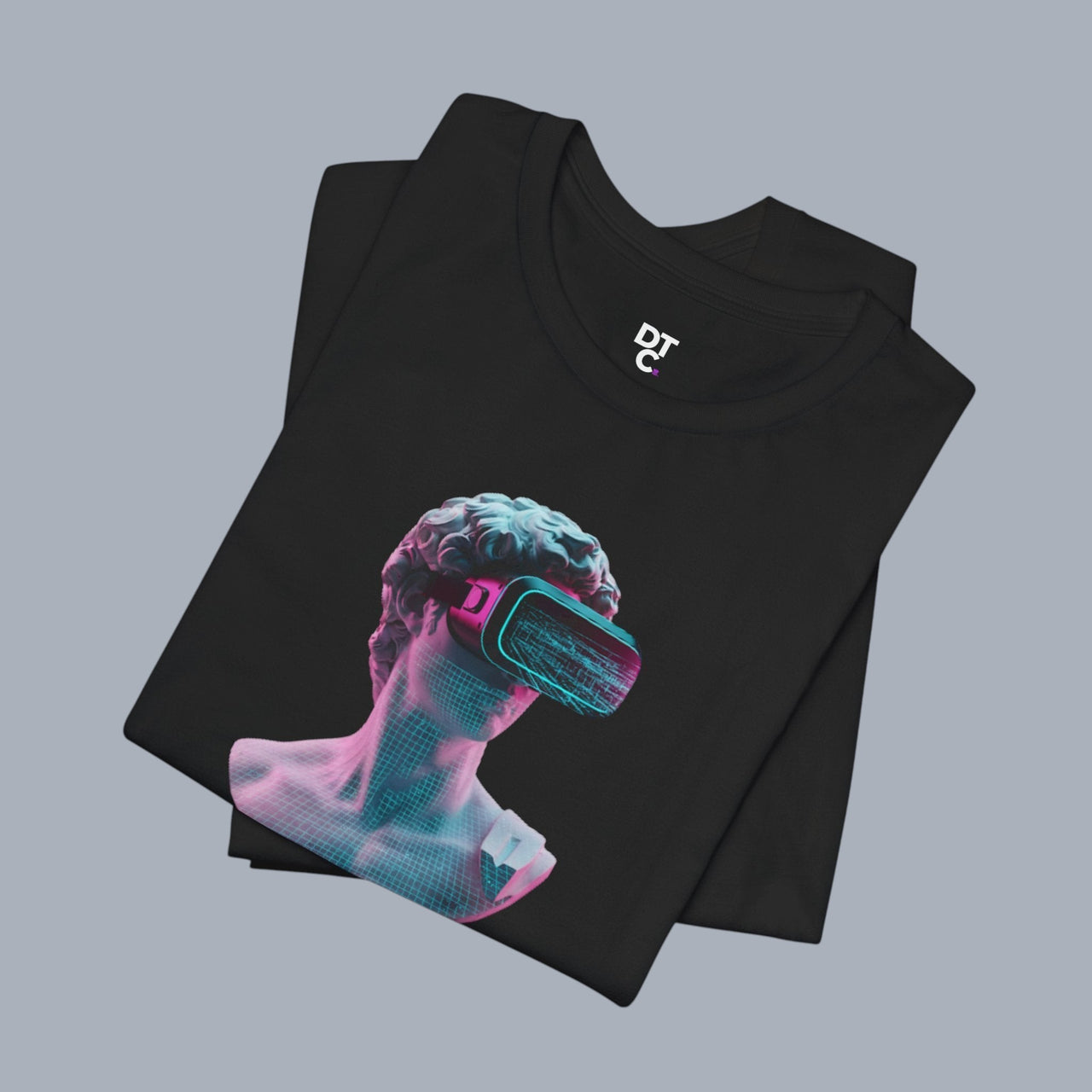 Retro Vaporwave Statue VR T‑Shirt — Neon Aesthetic Gaming Tee alternate view 14