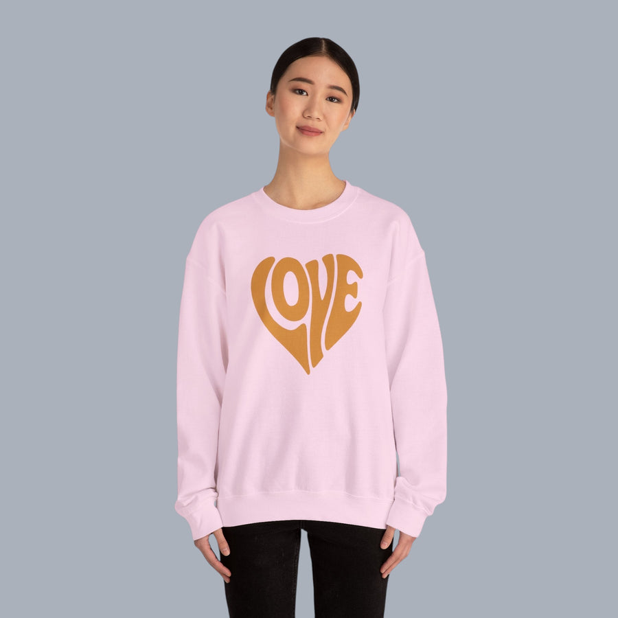 Crewneck Sweatshirt — Retro Heart "LOVE" Graphic Pullover