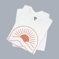 Keep It Simple Sunset Tee — Minimal Camper Van Graphic T-Shirt
