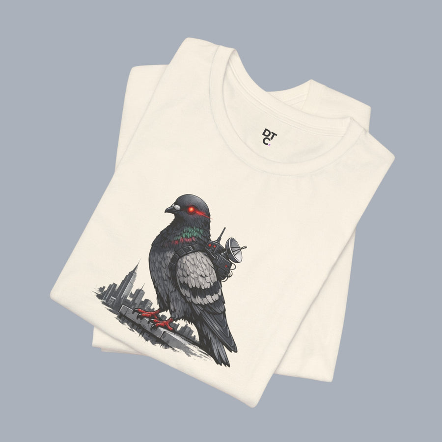Surveillance Pigeon Cityscape Tee — Urban Bird Graphic T-Shirt alternate view 19