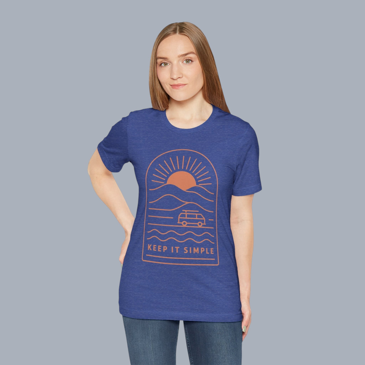 Keep It Simple Sunset Tee — Minimal Camper Van Graphic T-Shirt