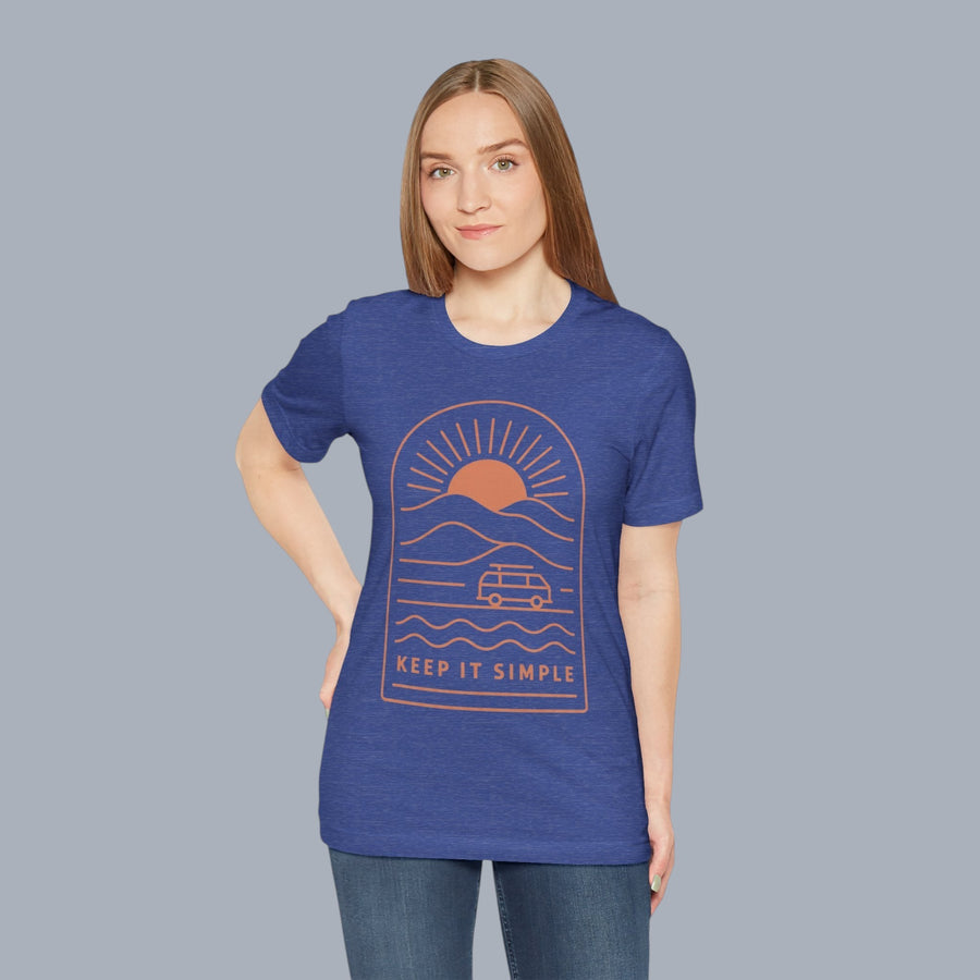 Keep It Simple Sunset Tee — Minimal Camper Van Graphic T-Shirt