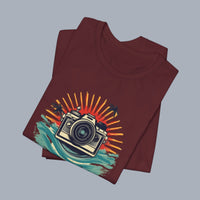 Camera Sunset Tee — Vintage Beach Photography T-Shirt