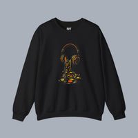 [Black sweatshirt with melting headphones design