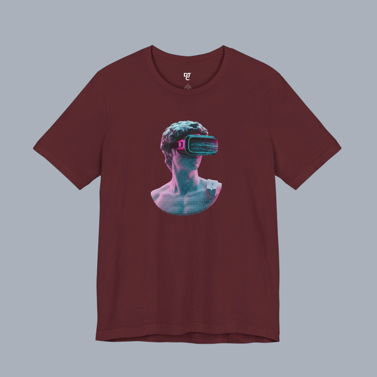 Retro Vaporwave Statue VR T‑Shirt — Neon Aesthetic Gaming Tee alternate view 21