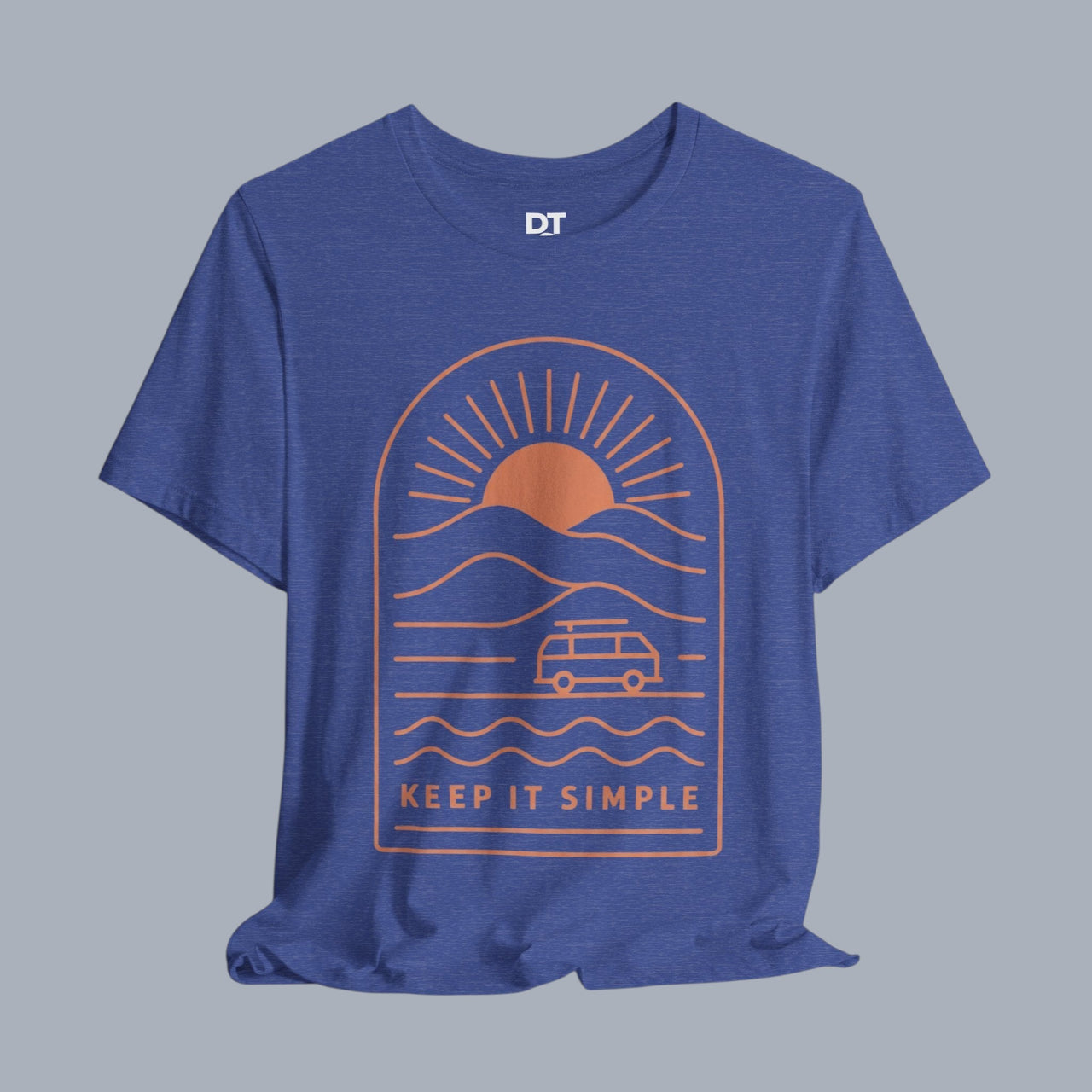 Keep It Simple Sunset Tee — Minimal Camper Van Graphic T-Shirt