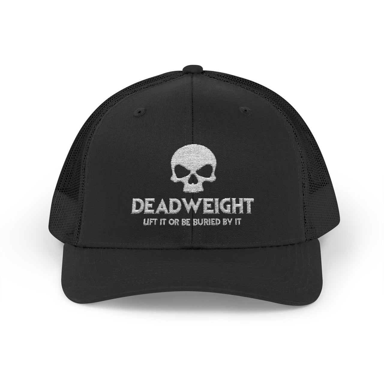 Deadweight Skull Trucker Cap — "Deadweight" Fitness Snapback for Gym & Weightlifting
