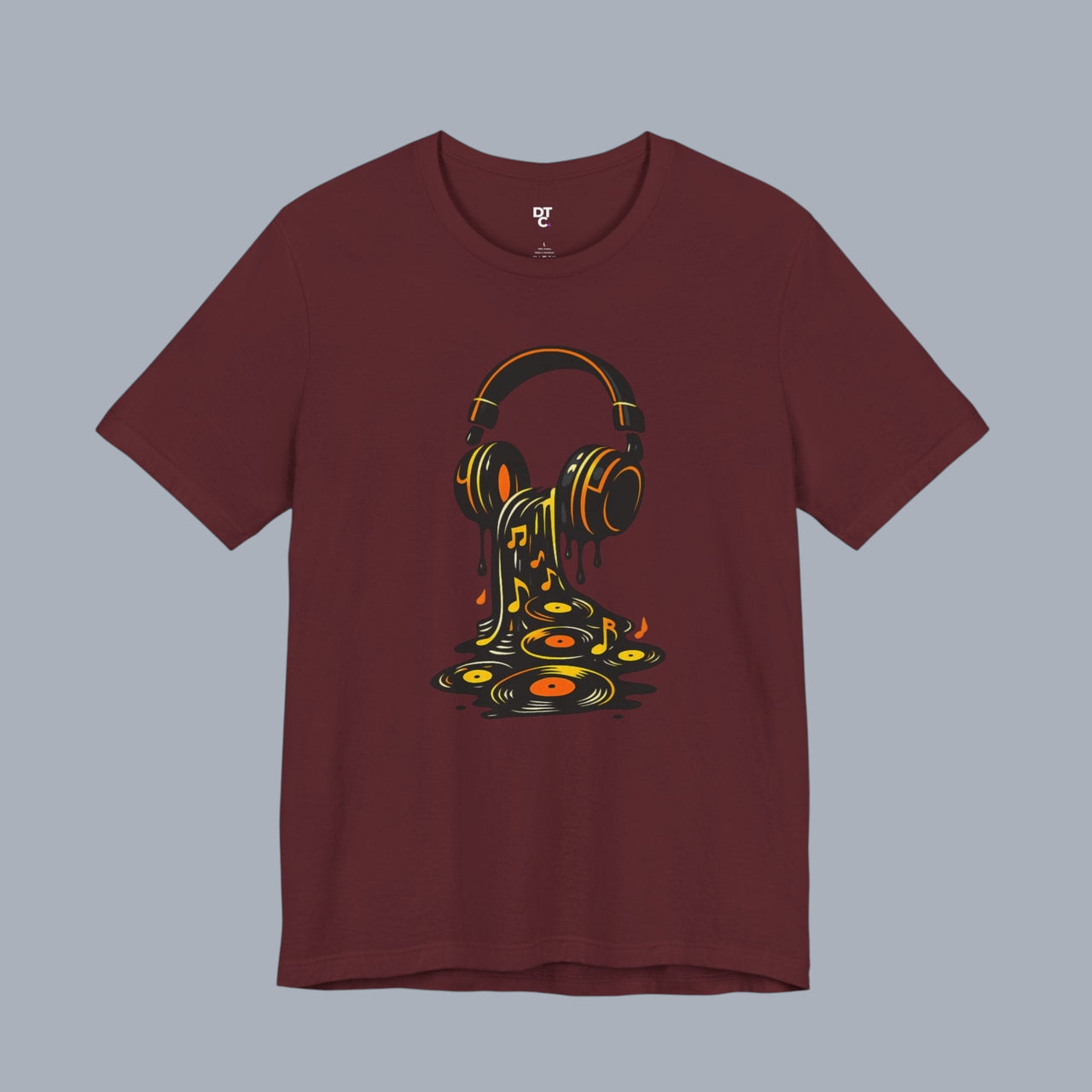 Melting Headphones Tee — Retro Vinyl Drip Music T-Shirt alternate view 19
