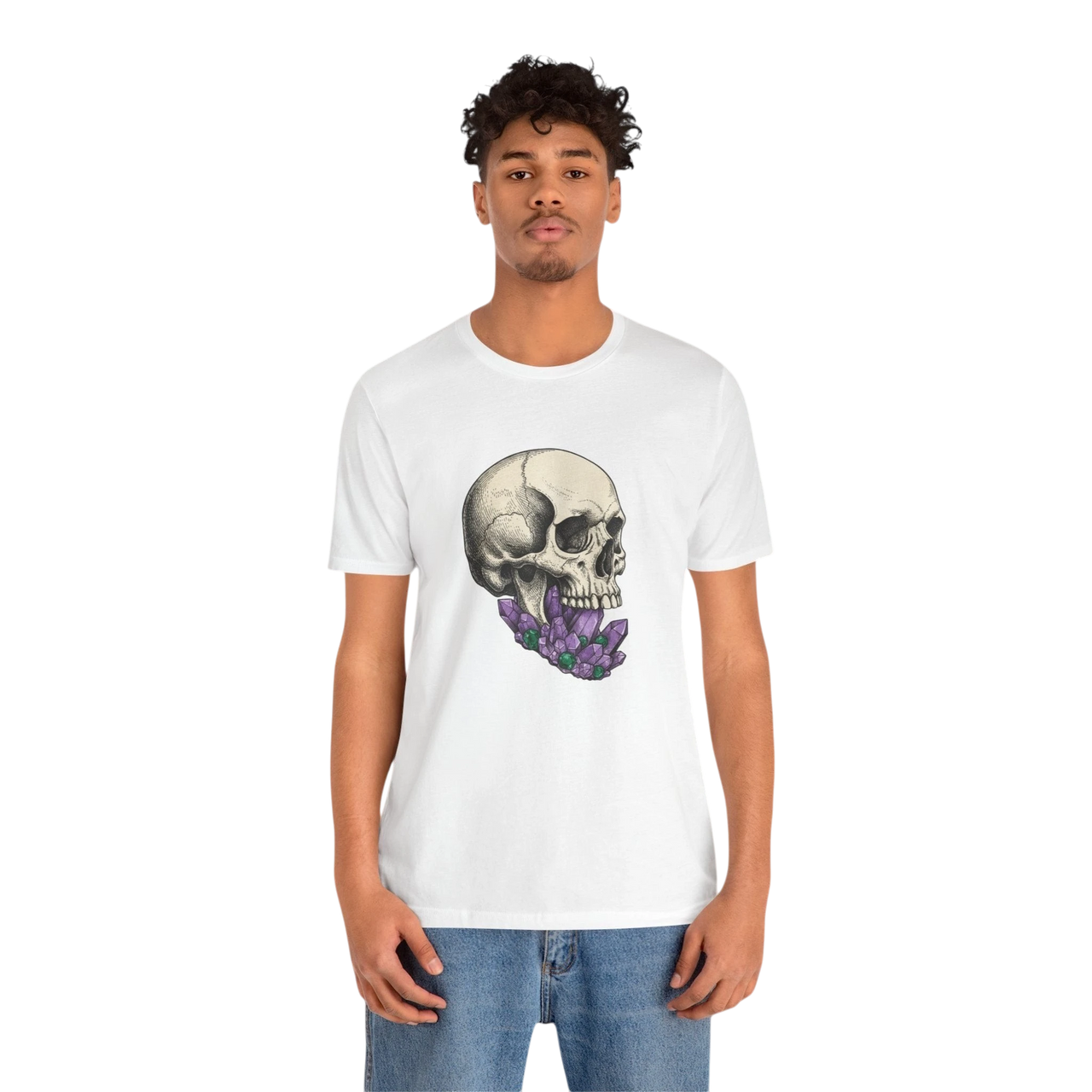 Skull with Purple Crystals Tee — Gothic Skull Crystal T‑Shirt alternate view 4
