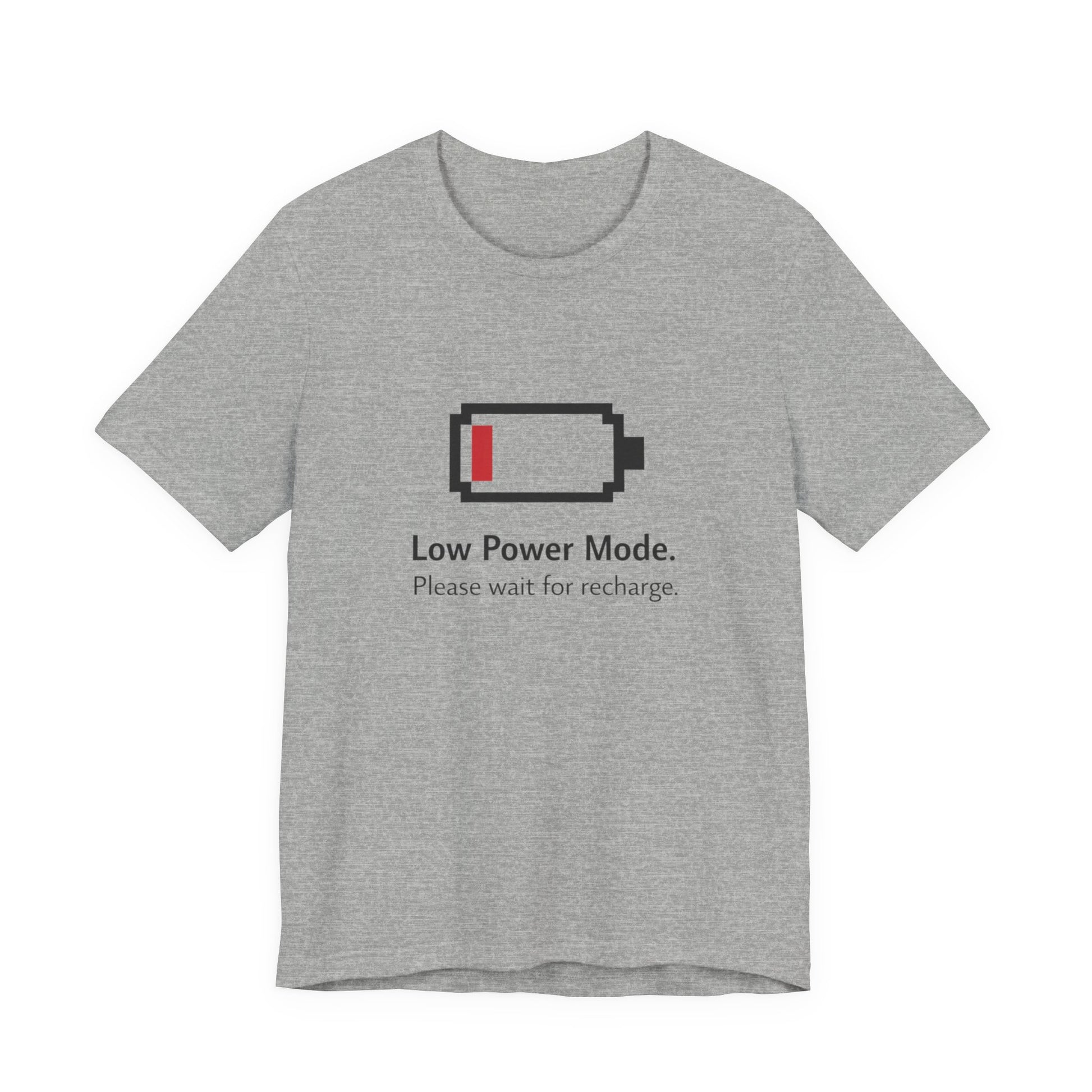 Low Power Mode T-Shirt – Pixel Battery Graphic Tee with “Please wait for recharge.” alternate view 13