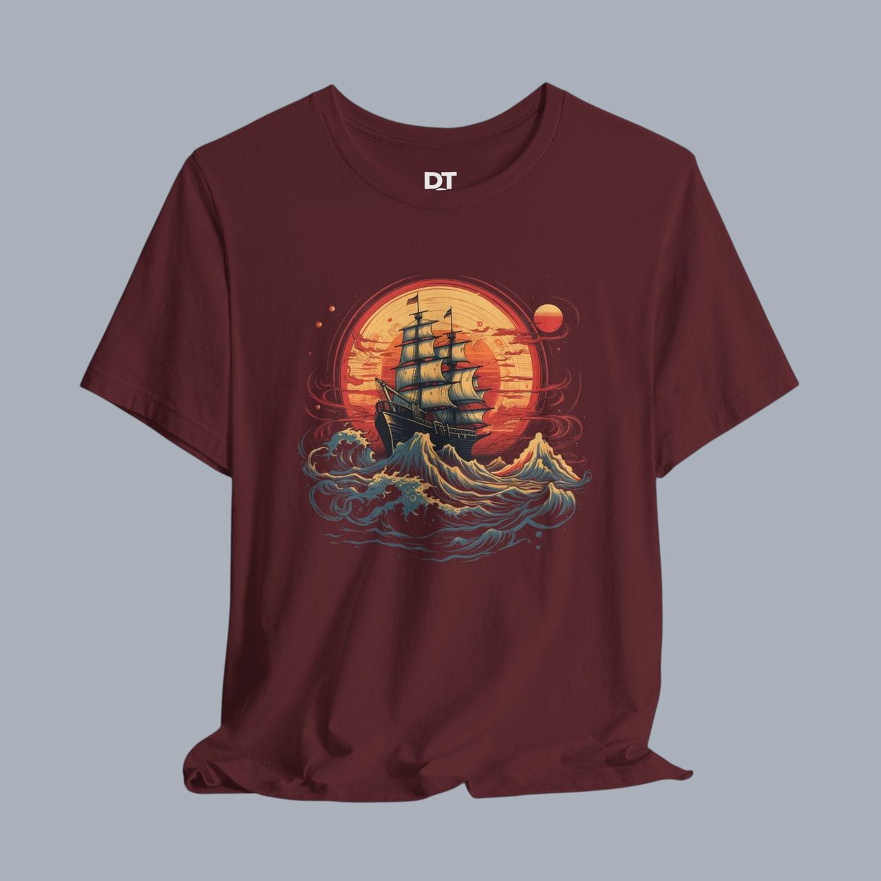 Sailing Sunset Tee — Vintage Ship Graphic T-Shirt