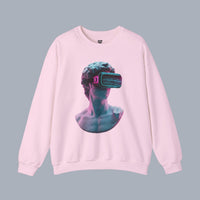 Retro Vaporwave Statue Crewneck Sweatshirt – VR Bust Graphic alternate view 7