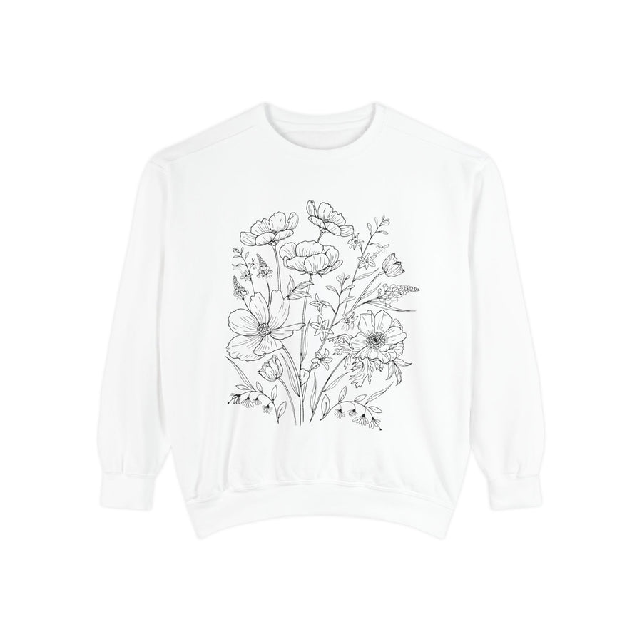 Wildflowers Outline Garment-Dyed Sweatshirt alternate view 4