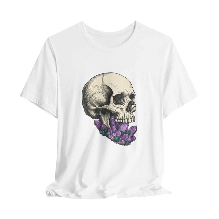 Skull with Purple Crystals Tee — Gothic Skull Crystal T‑Shirt alternate view 2