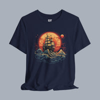 Sailing Sunset Tee — Vintage Ship Graphic T-Shirt
