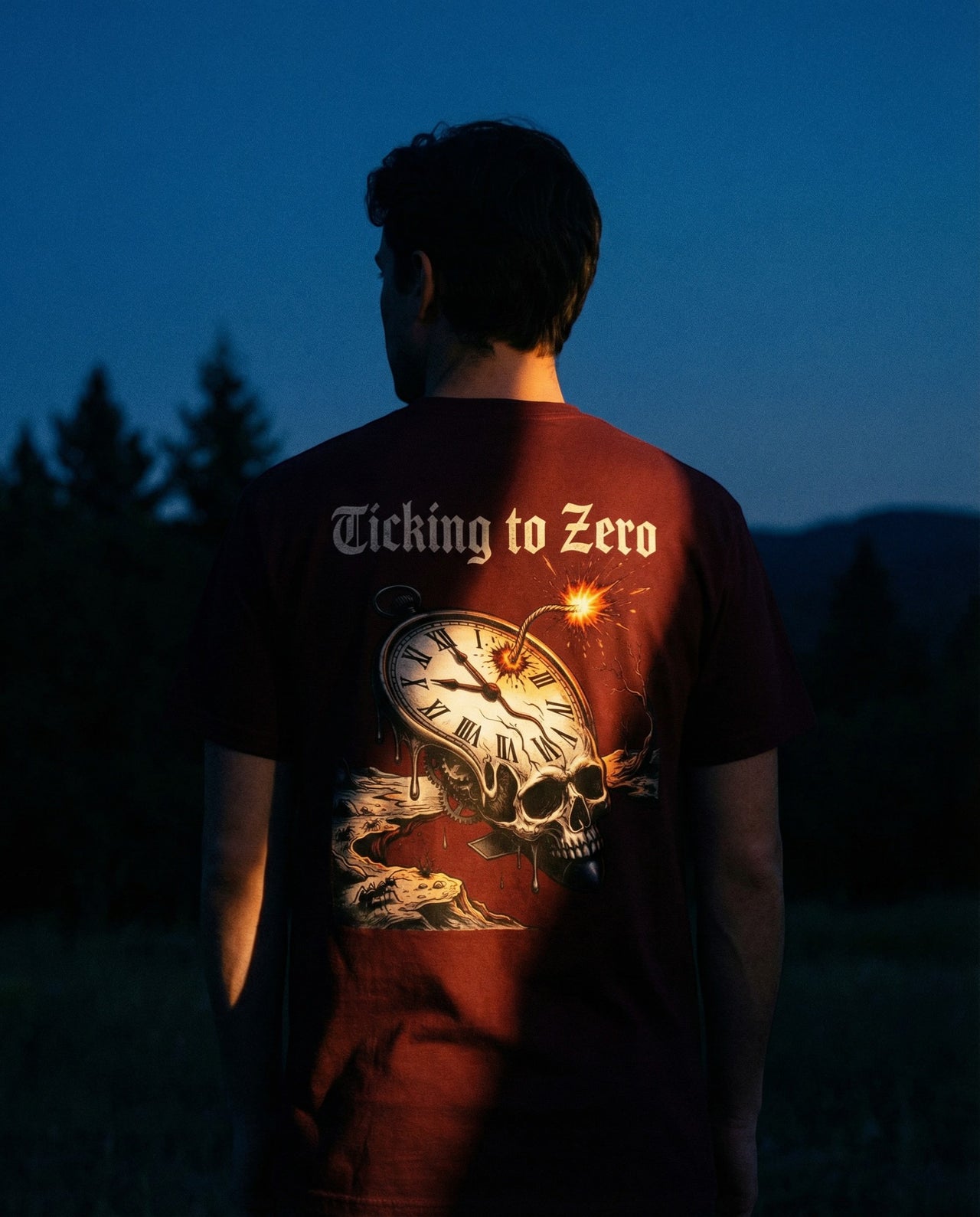 Ticking to Zero Skull Clock T-Shirt