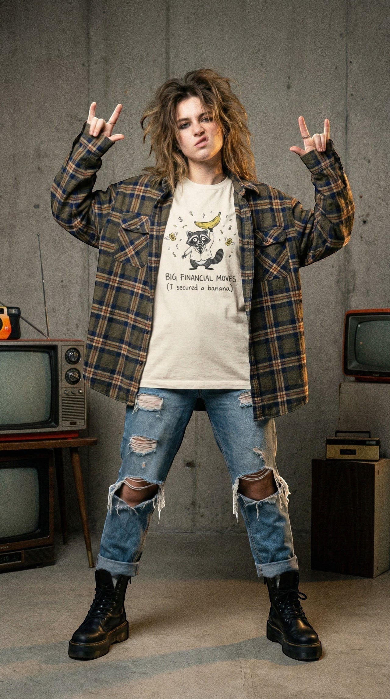 Funny Raccoon Tee — “Big Financial Moves (I secured a banana)” Graphic T-Shirt alternate view 3