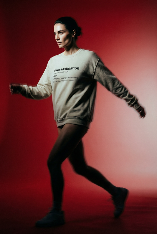 Procrastination Definition Sweatshirt — Funny Minimalist Crewneck for Students & Remote Workers alternate view 2