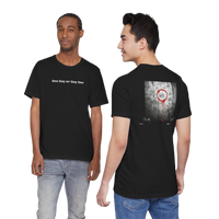 DailyThreadCo. black 100% cotton crew neck t-shirt with white 