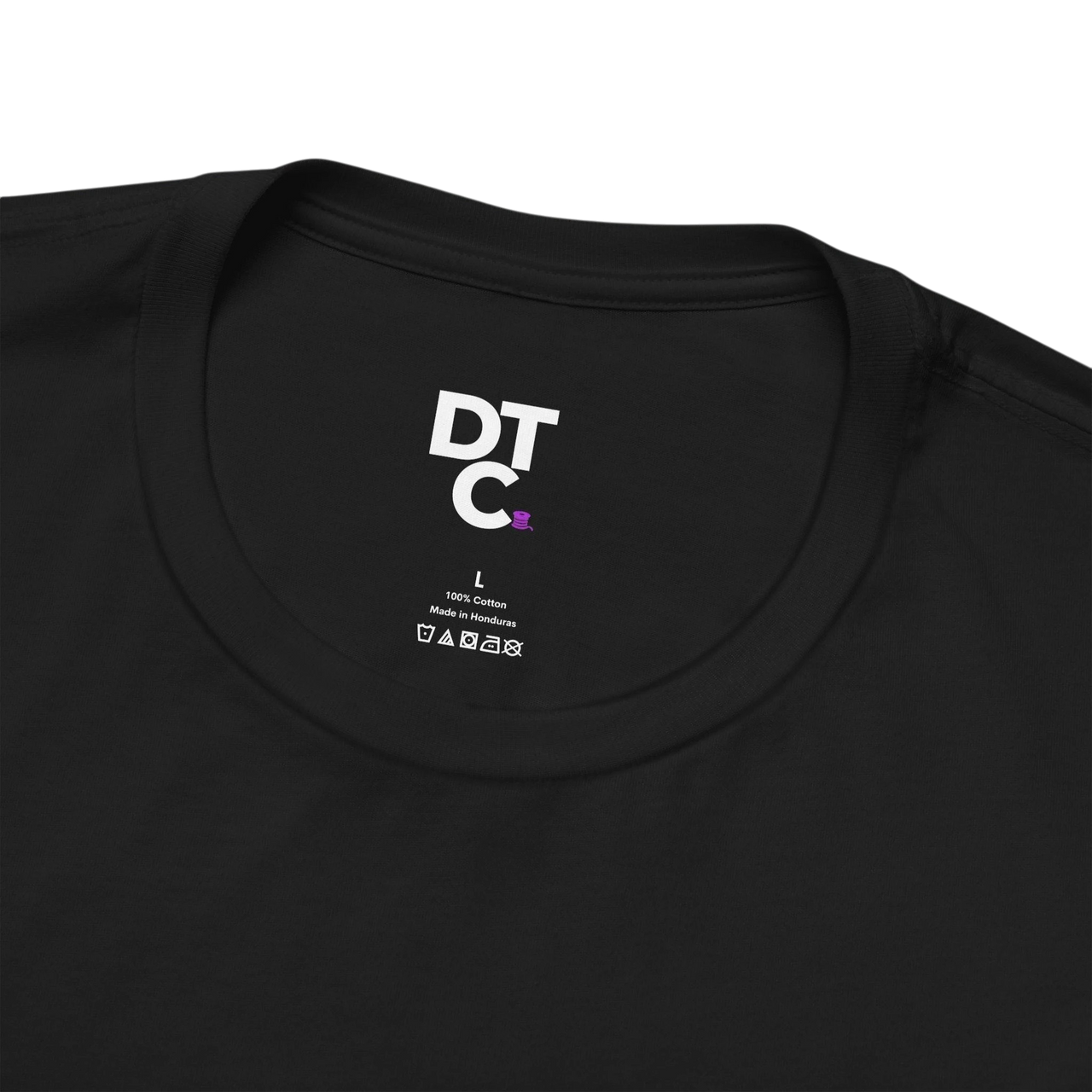 DailyThreadCo. black 100% cotton t-shirt with a graphic print of a skeleton hand rising through earth on the back and a small chest emblem. Size L.