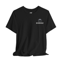 DailyThreadCo. black cotton t-shirt with a small 'DT' logo and 'DEADWEIGHT' graphic on the chest.