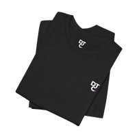 DailyThreadCo. black 100% cotton t-shirt with crew neck and small white DTCO logo on chest.