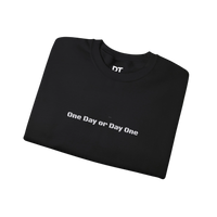 DailyThreadCo. black crewneck sweatshirt with white 