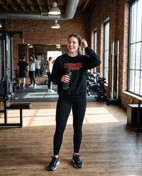 DailyThreadCo. black crewneck sweatshirt with red 