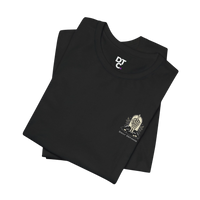 DailyThreadCo. black 100% cotton t-shirt with a small gothic graphic on the chest featuring a skeleton hand and the words 
