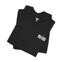 DailyThreadCo. black 100% Airlume cotton t-shirt with a distressed skeleton graphic and 