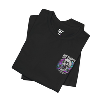 DailyThreadCo black 100% cotton t-shirt with a skull graphic holding a barbell and the text 
