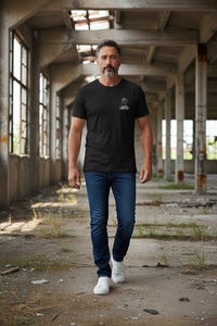 DailyThreadCo. black 100% cotton t-shirt with a Spartan helmet graphic and 