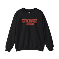 DailyThreadCo. black crewneck sweatshirt with red embroidered 