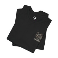 DailyThreadCo. black 100% cotton crew-neck t-shirt with a small Viking warrior graphic and 