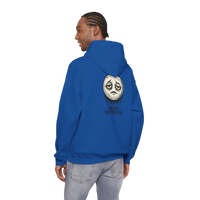 DailyThreadCo. blue cotton-poly blend hoodie with a dripping moon graphic and 