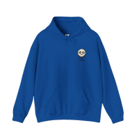 DailyThreadCo. blue cotton-poly fleece hoodie with a dripping moon graphic and 