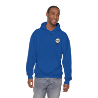 DailyThreadCo. blue cotton-poly fleece hoodie with a dripping moon graphic and 