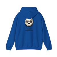 DailyThreadCo. blue cotton-poly blend hoodie with a dripping moon graphic and 