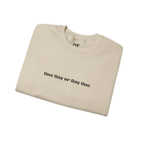 DailyThreadCo. cream crewneck sweatshirt with black 