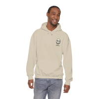 DailyThreadCo. cream 50/50 cotton-poly fleece hoodie with a dripping moon graphic and 