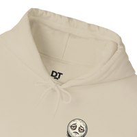 DailyThreadCo. cream 50/50 cotton-poly fleece hoodie with a dripping moon graphic and 